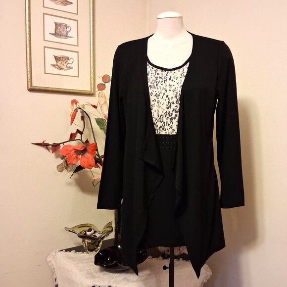 NWT gollehaug collection Women's Black Blouse Long Sleeve Top Size 12 - Picture 3 of 11